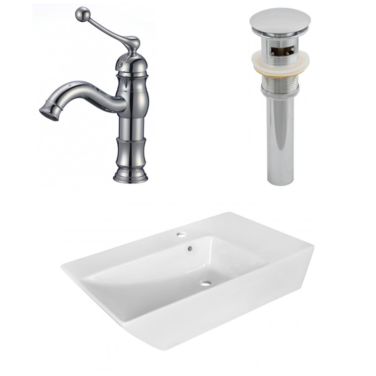 25.5" W Above Counter White Vessel Set For 1 Hole Center Faucet AI-26418