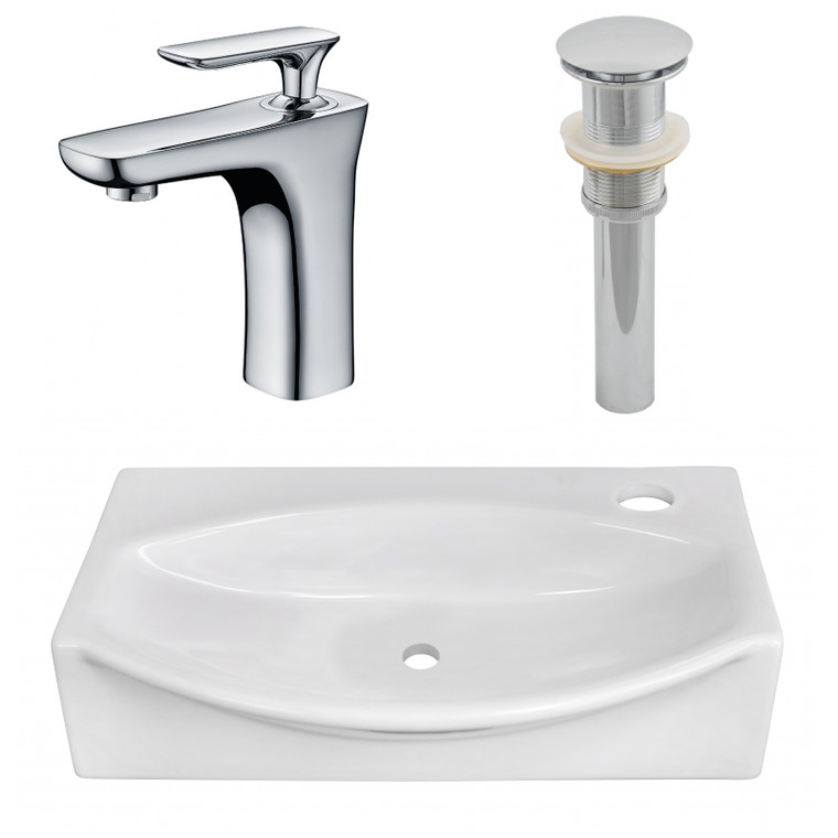 16.5" W Above Counter White Vessel Set For 1 Hole Right Faucet AI-26458