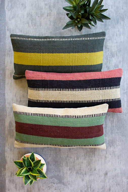 Set Of Three Jute Lumbar Pillows - One Each Design NSSD1015 By Kalalou