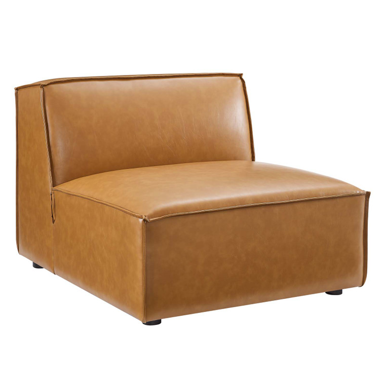 Restore Vegan Leather Sectional Sofa Armless Chair EEI-4495-TAN By Modway Furniture