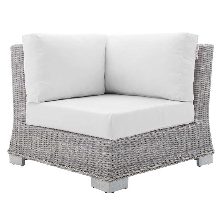 Conway Sunbrella Outdoor Patio Wicker Rattan Corner Chair EEI-3970-LGR-WHI By Modway Furniture