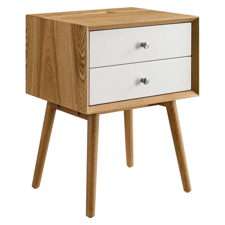 Ember Wood Nightstand With Usb Ports EEI-4343-NAT-WHI By Modway Furniture