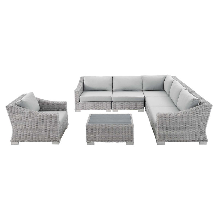 Conway Sunbrella Outdoor Patio Wicker Rattan 7-Piece Sectional Sofa Set EEI-4362-LGR-GRY By Modway Furniture
