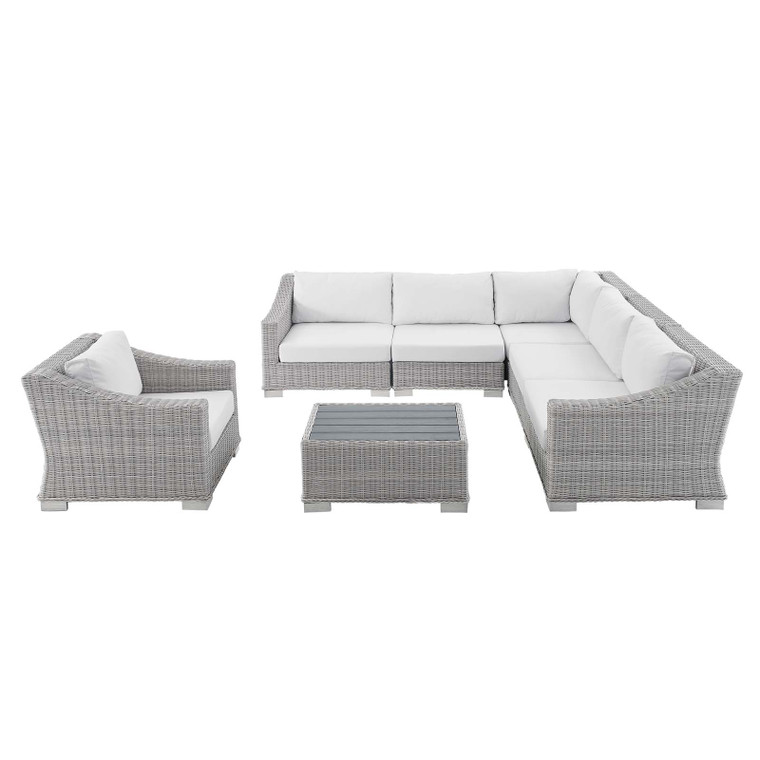 Conway Sunbrella Outdoor Patio Wicker Rattan 7-Piece Sectional Sofa Set EEI-4362-LGR-WHI By Modway Furniture