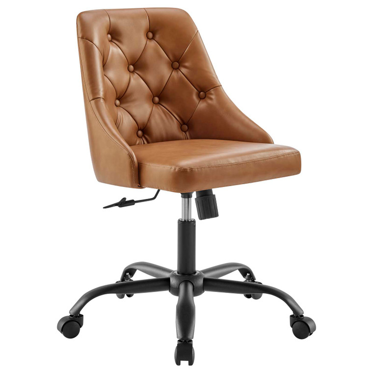 Distinct Tufted Swivel Vegan Leather Office Chair EEI-4370-BLK-TAN By Modway Furniture
