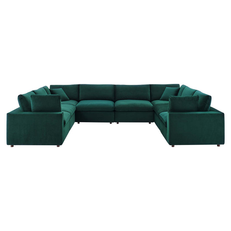 Commix Down Filled Overstuffed Performance Velvet 8-Piece Sectional Sofa EEI-4826-GRN By Modway Furniture