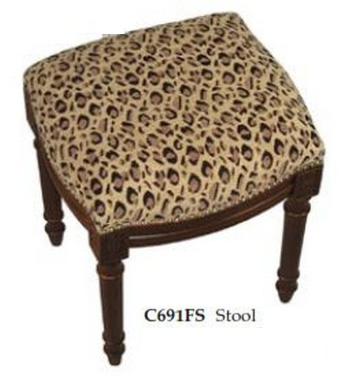 123-Creations Fabric Upolstered Leopard Print Stool C691FS