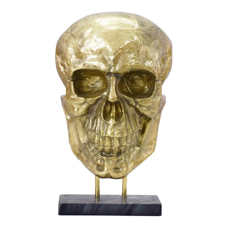 Moes Home Braincase Skull Statue Gold FI-1091-32