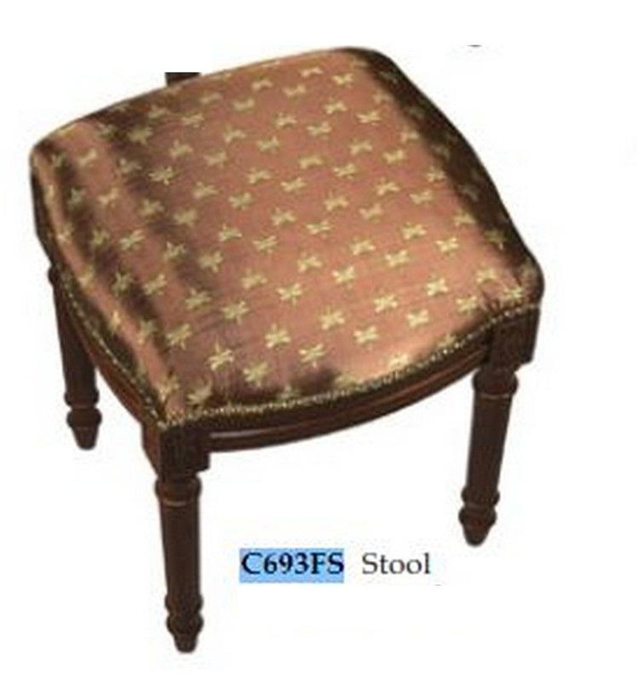 123-Creations Fabric Upolstered Dragonfly-Brown Print Stool C693FS