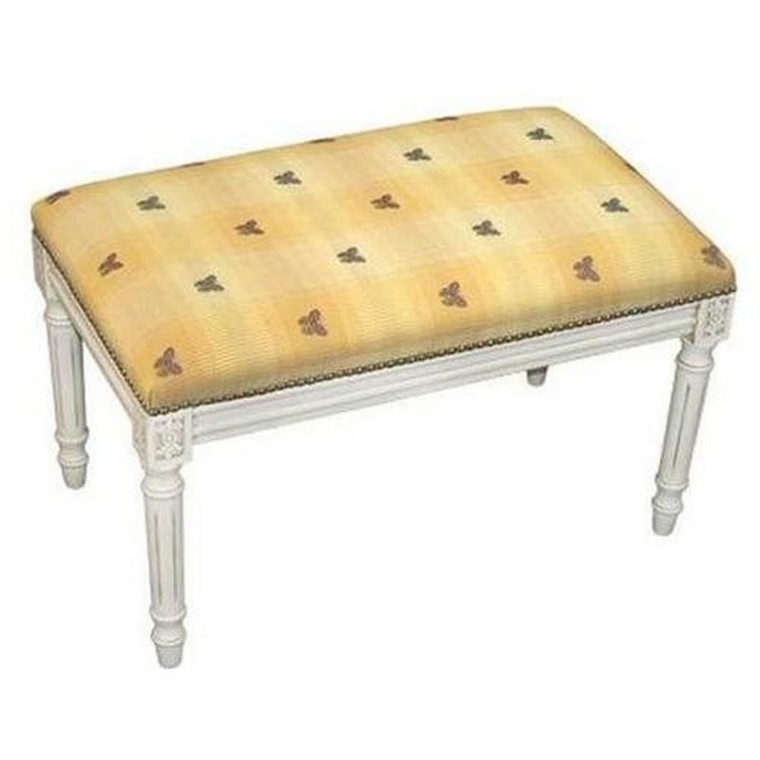 123-Creation Butterfly-Yellow Fabric Covered Upholstered Bench C695WBC