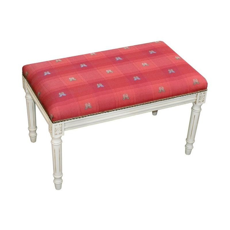 123-Creations Butterfly-Red Fabric Covered Upholstered Bench C696WBC