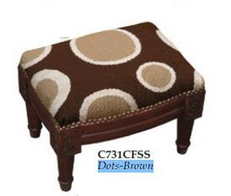 123-Creations Needlepoint Wool Dots-Brown Footstool C731CFSS