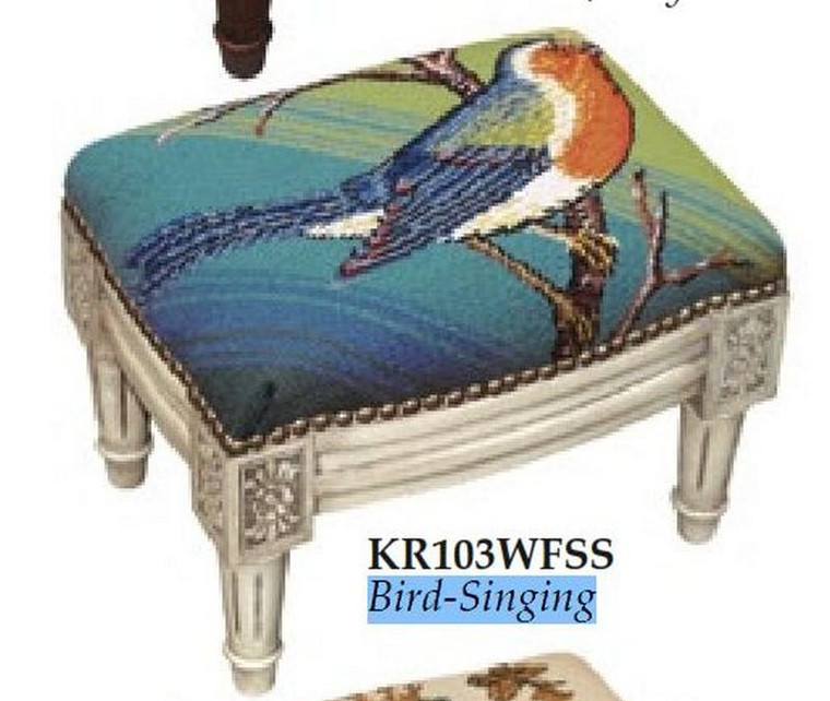 123-Creations Needlepoint Wool Bird-Singing Footstool KR103WFSS