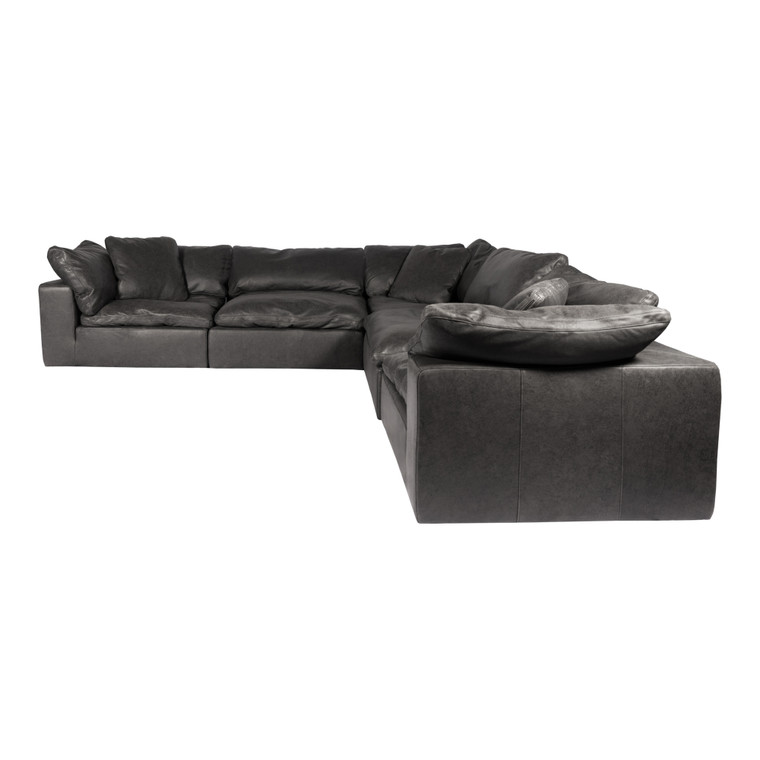 Moes Home Clay Classic L Modular Sectional Nubuck Leather Black YJ-1010-02