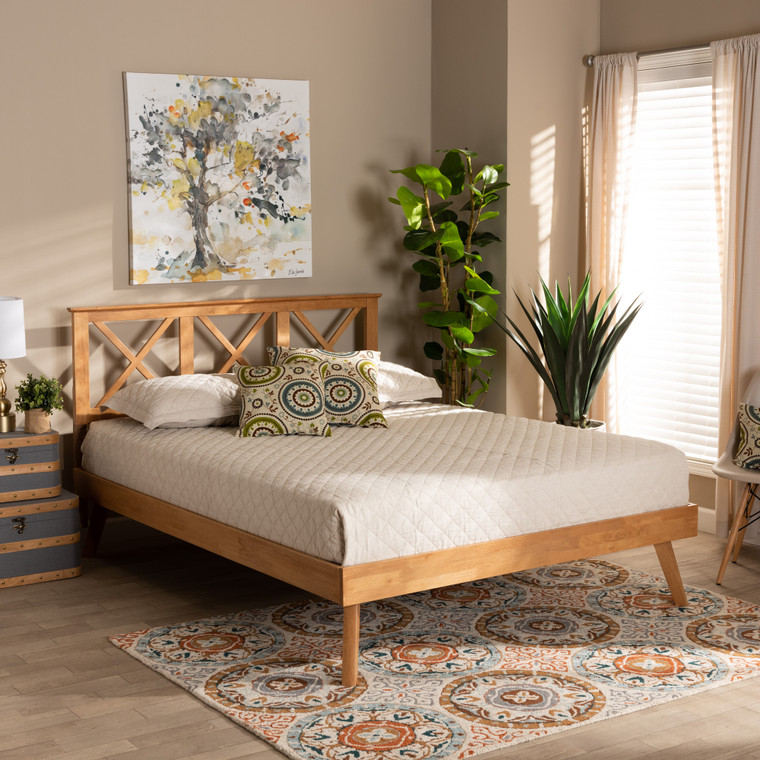 Baxton Studio Galvin Modern And Contemporary Brown Finished Wood Full Size Platform Bed SW8219-Rustic Brown-Full