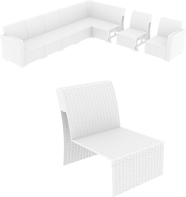 Compamia Monaco Sectional Extension Part White With Sunbrella Natural Cushion ISP837-WH
