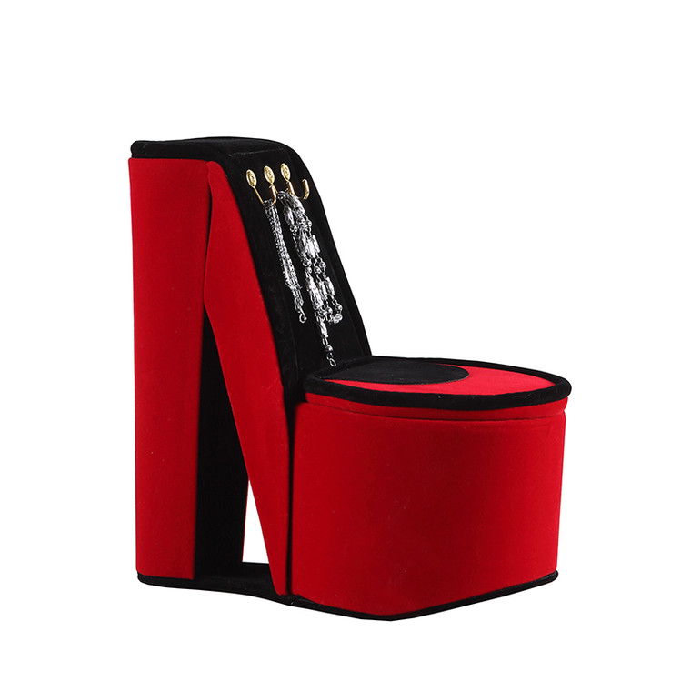 Ore International 9" In Red Velvet High Heel Shoe Display W/ Hooks Jewelry Box HBB1821