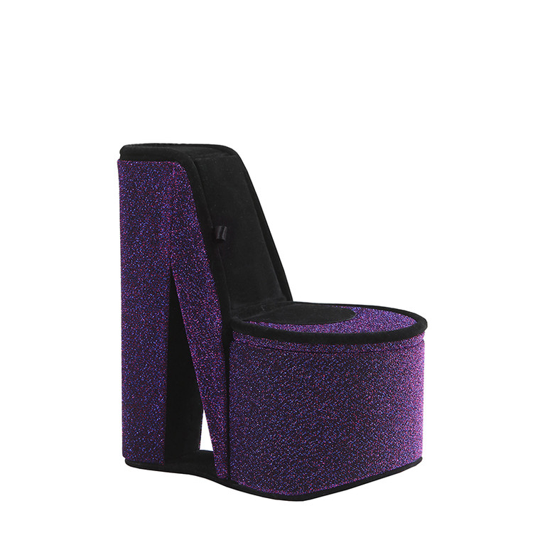 Ore International 9" In Purple Iridescent Velvet High Heel Shoe Hidden Jewelry Box HBB1836