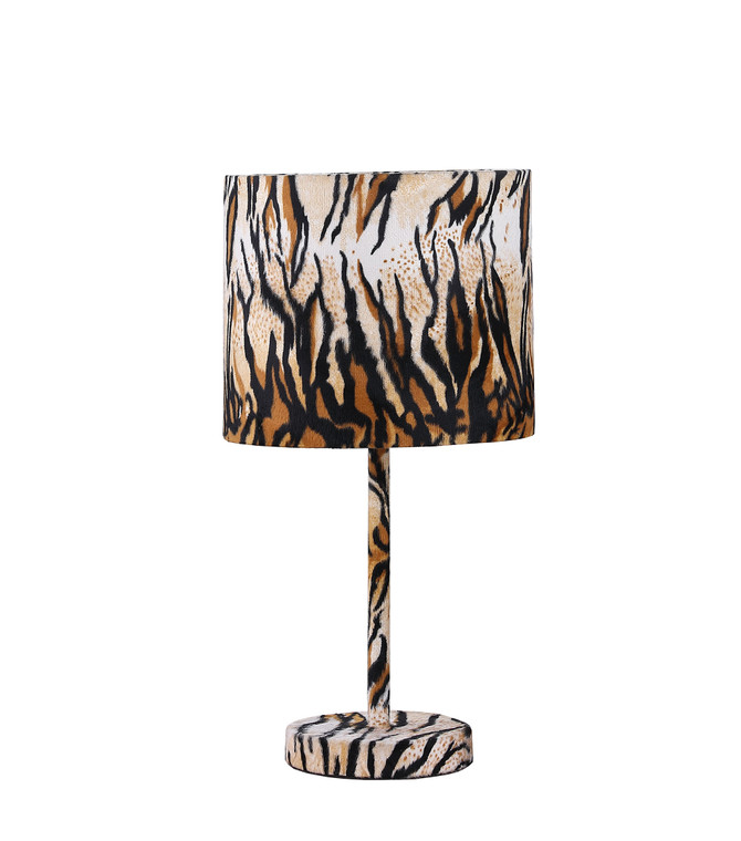 Ore International 19.25" In Faux Suede Tiger Print Metal Table Lamp HBL2411