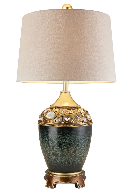 Ore International 29.5" Sedona Marbelized Green Gold Footed Table Lamp K-4297T