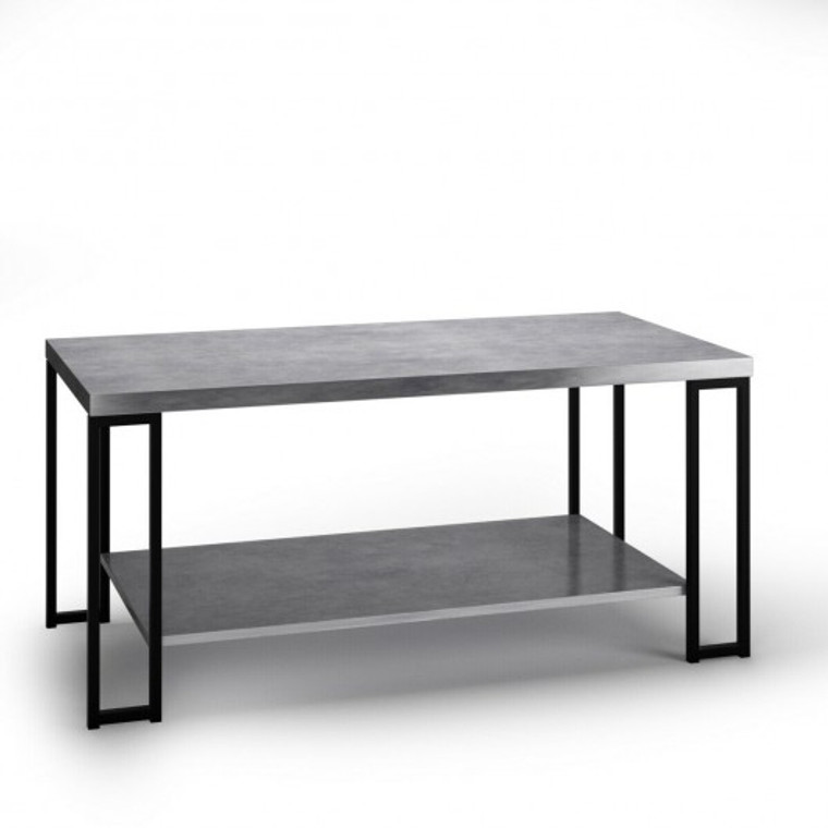 Accent Cocktail Table Coffee Table With  Storage Shelf-Gray HW63323GR
