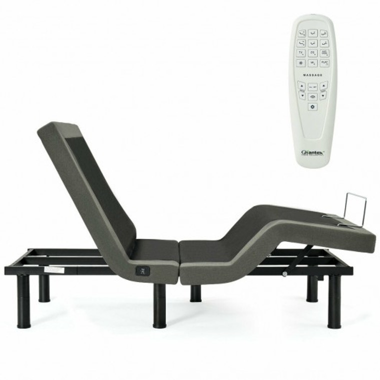 Adjustable Massage Upholstered Bed Base With Remote Control & Usb Ports-Twin Size HW66007