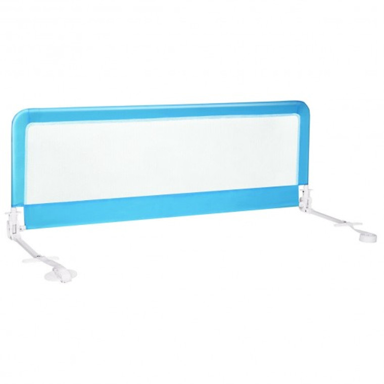 59" Extra Long Folding Breathable Baby Children Toddlers Bed Rail Guard With Safety Strap-Blue BB0486BL