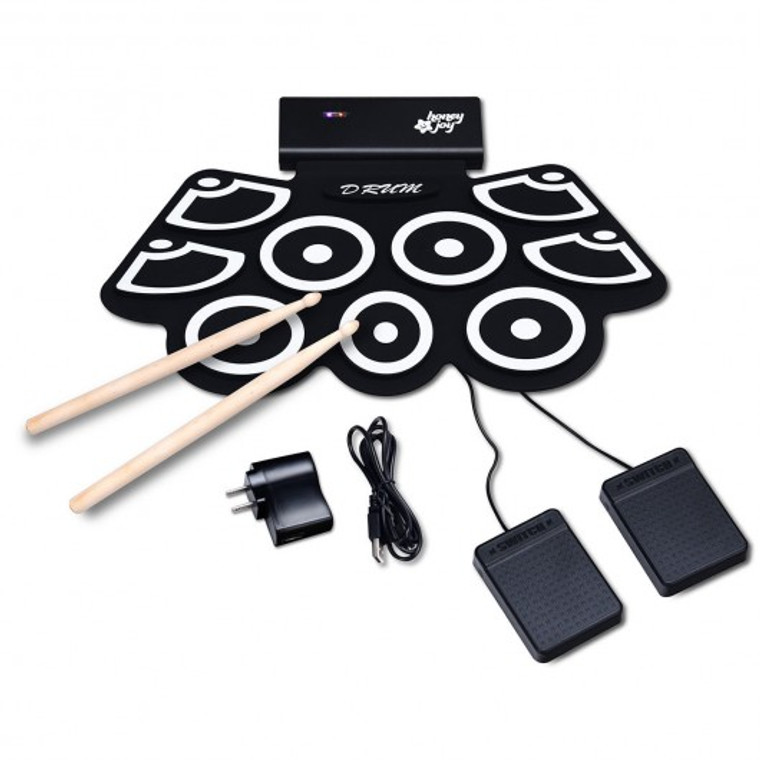 Electronic Silicone Rechargeable Drum Set With Pedals Sticks TY589616