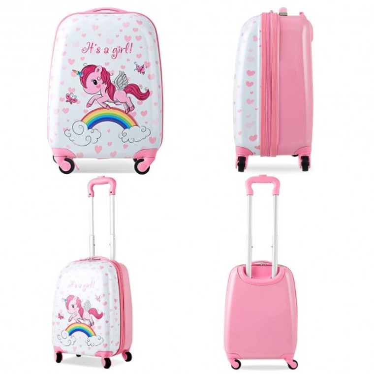 2 Piece Kids Luggage Set 12" Backpack And 16" Kid Carry On Suitcase With Wheels BG51213
