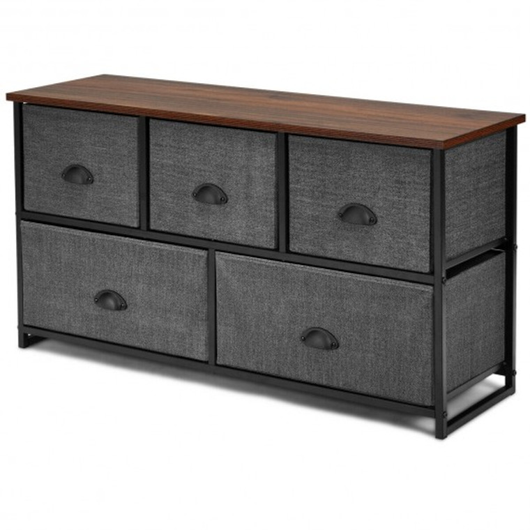 Wood Dresser Storage Unit Side Table Display Organizer-Black HW65779BK