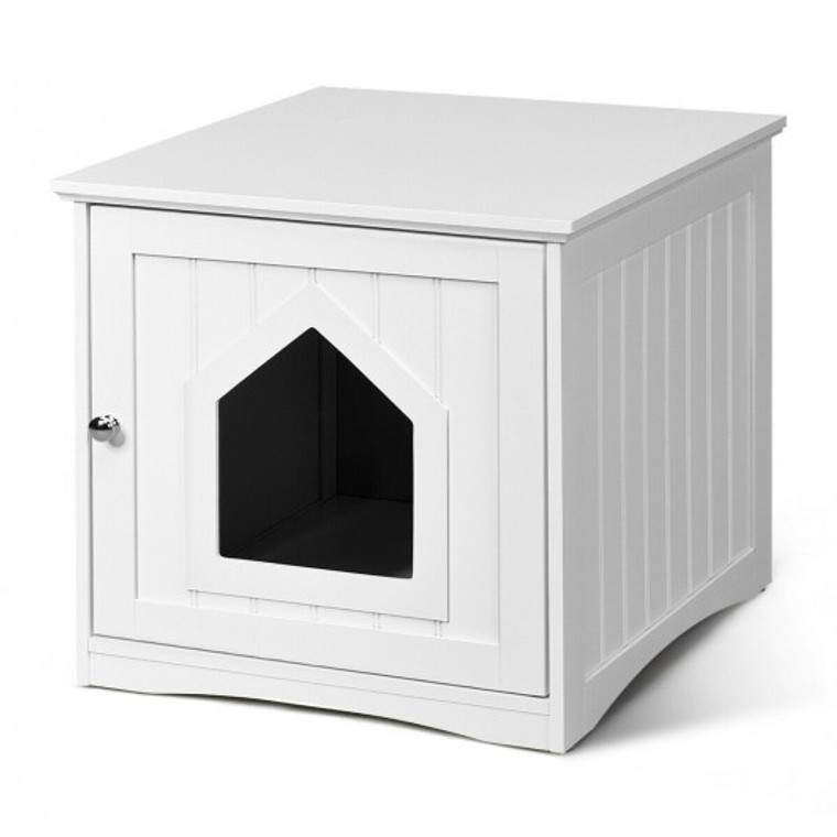 Sidetable Nightstand Weatherproof Multi-Function Cat House-White HW66001WH