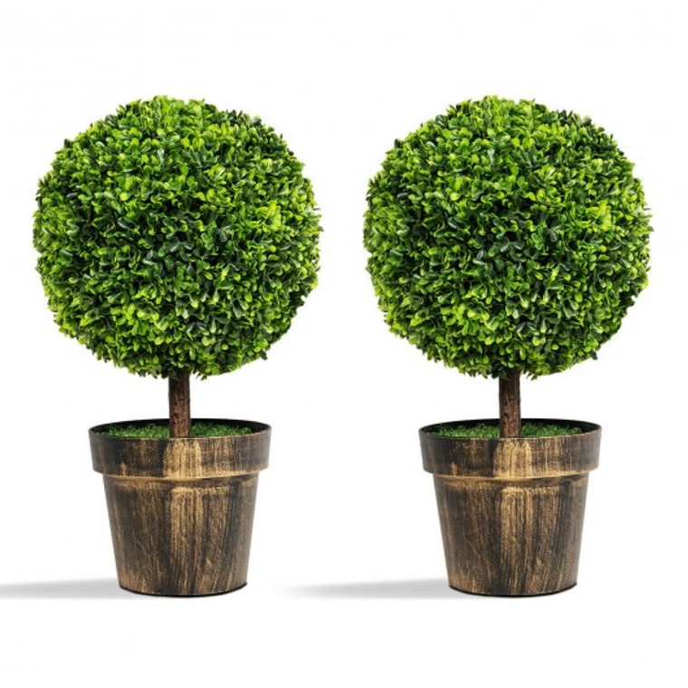 2 Piece 24" Artificial Boxwood Topiary Ball Tree HW66848-2