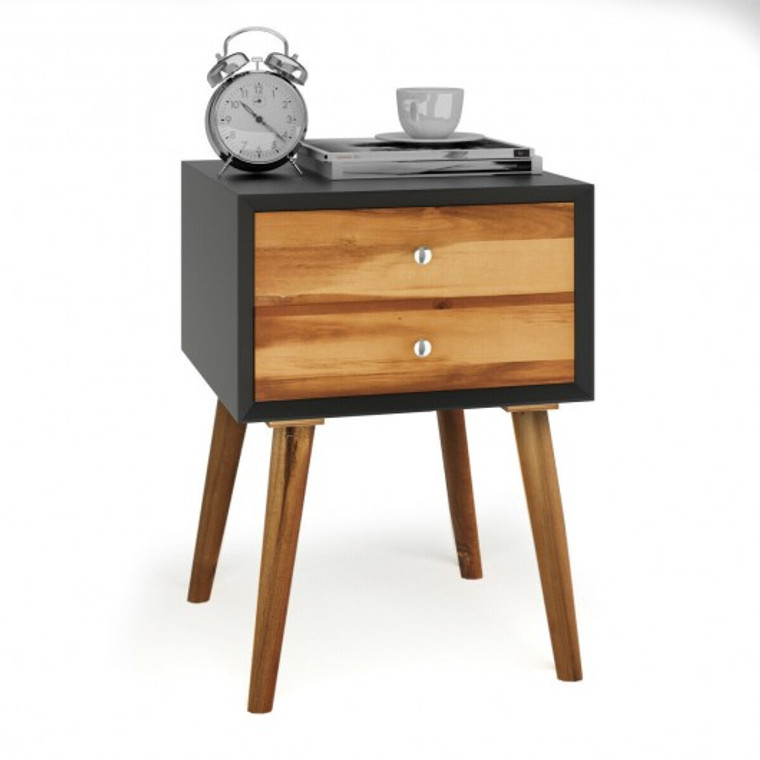 Nightstand Wooden End Table Bedside Table HW63800BK