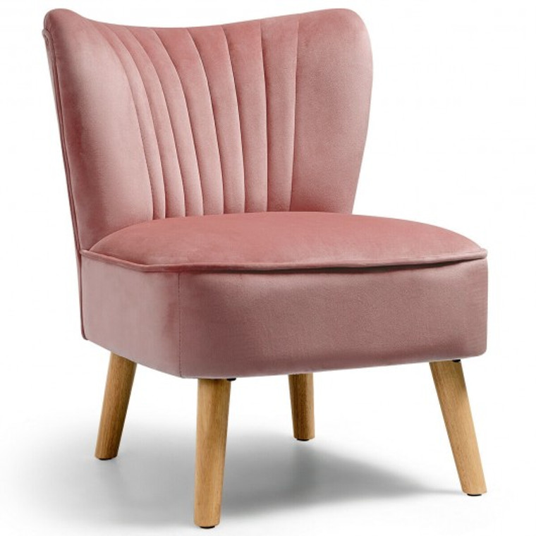 Armless Accent Chair Modern Velvet Leisure Chair-Pink HW66637PI