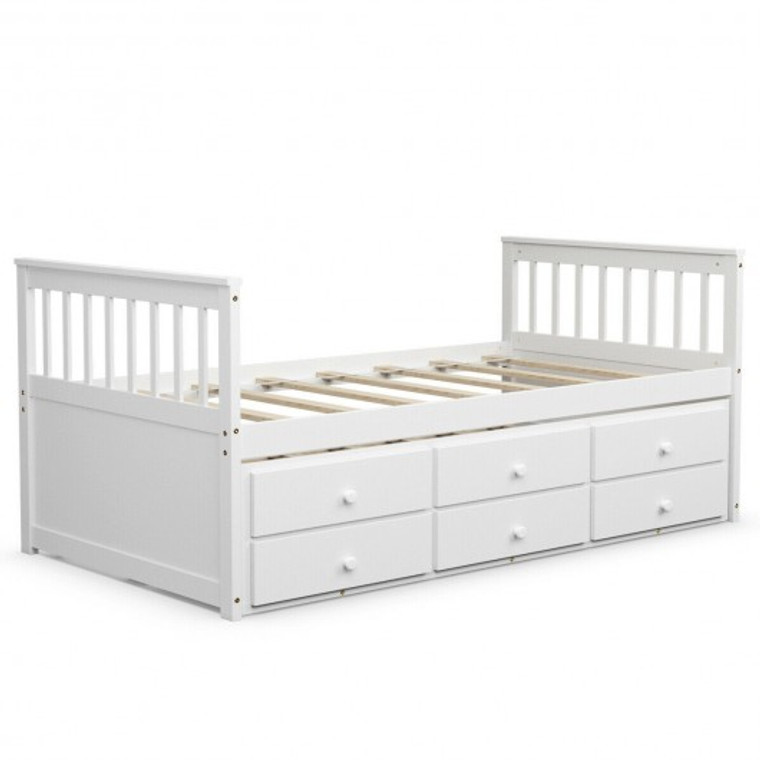 Alternative Twin Captain'S Bunk Bed-White HW67134WH+