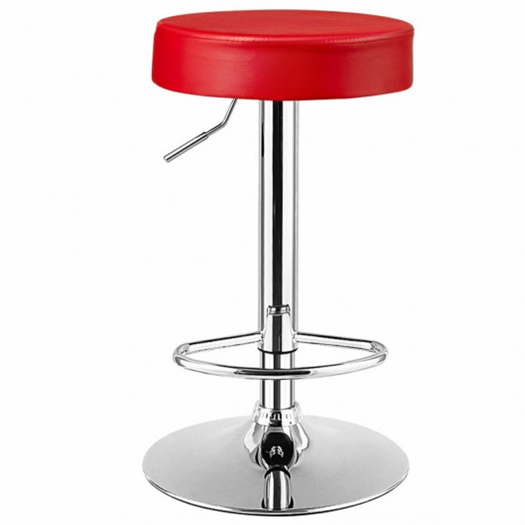 1 Pc Round Bar Stool Adjustable Swivel Pub Chair-Red HW66622RE-1