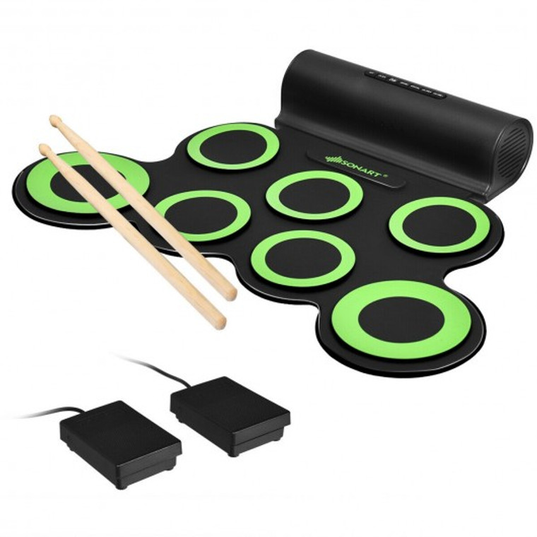 Set 7 Kit Electronic Roll Up Pads Midi Drum -Green MU70010GN