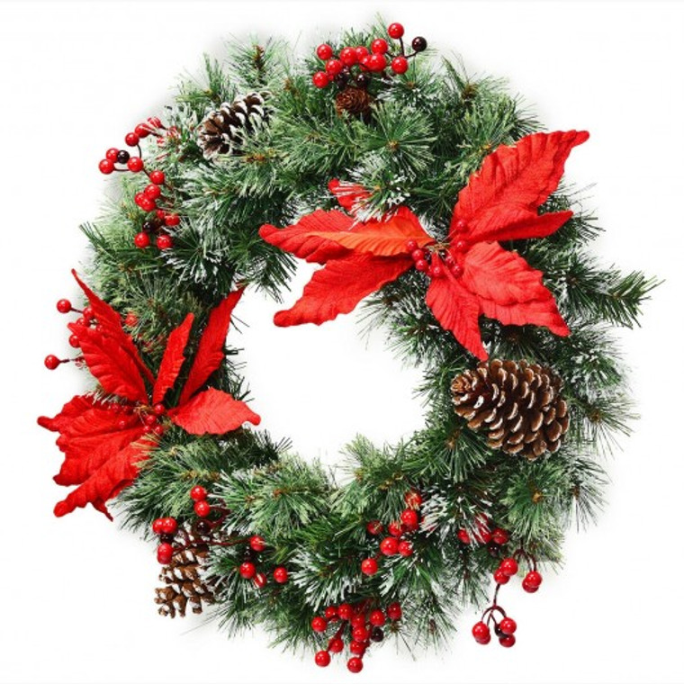 24" Pre-Lit Artificial Christmas Wreath Battery Operated CM22820