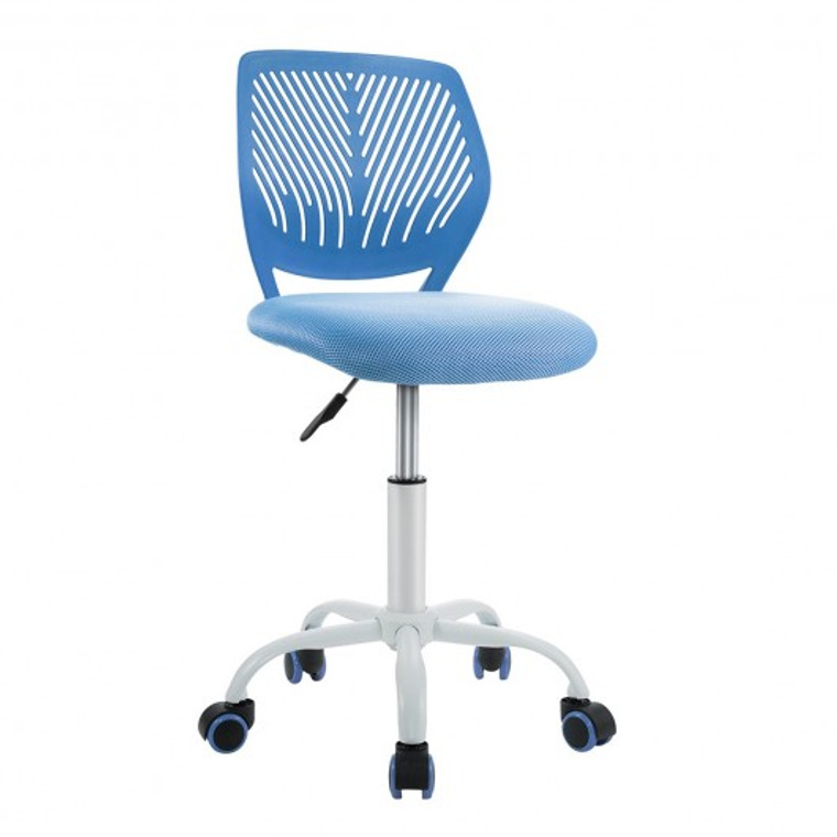 Adjustable Office Task Desk Armless Chair-Blue HW66350BL