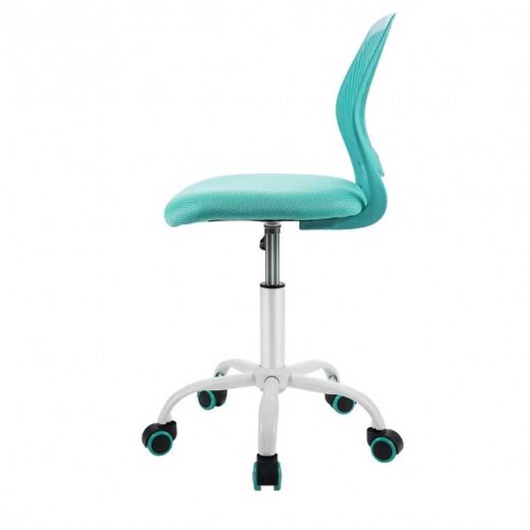 Adjustable Office Task Desk Armless Chair-Turquoise HW66350GN