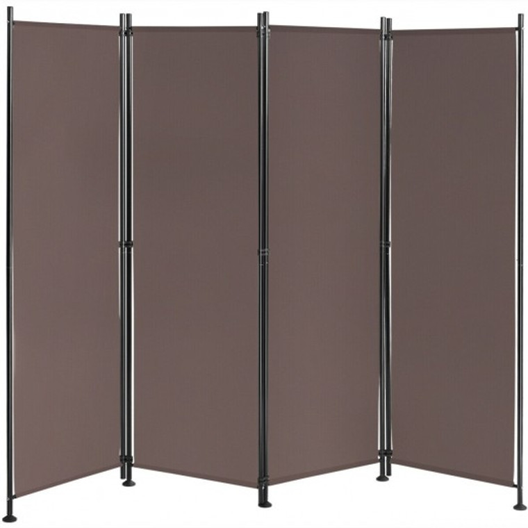 4-Panel Room Divider Folding Privacy Screen-Coffee HW65773CF