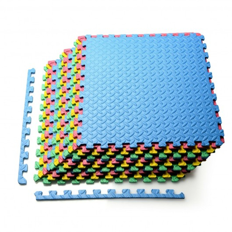 12 Piece Kids Soft Eva Foam Interlocking Puzzle Play Mat For Exercise And Yoga -Color HW66512CL