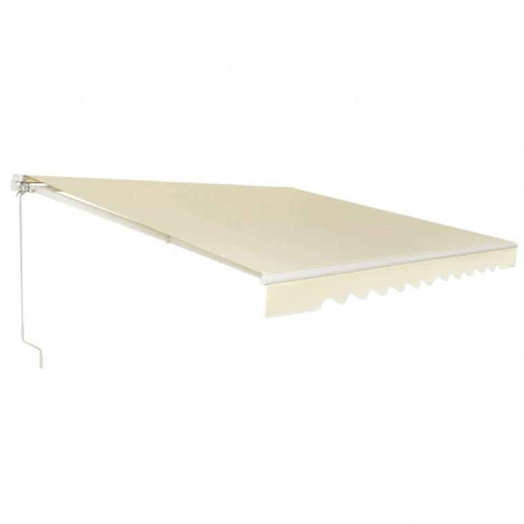 13'X8' Retractable Patio Awning Aluminum Deck Sunshade-Beige OP70563BE