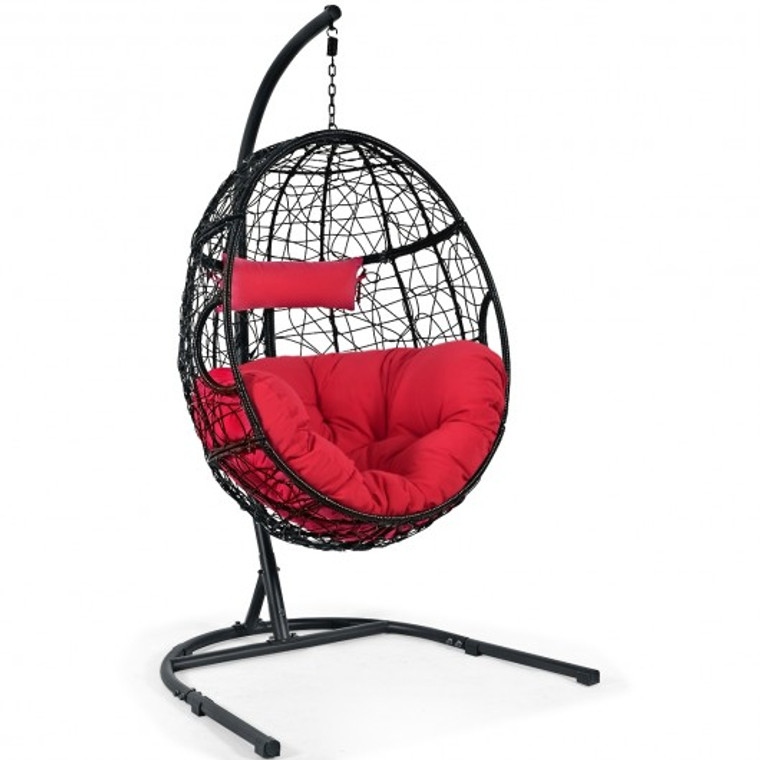 Hanging Cushioned Hammock Chair With Stand-Red OP70424RE+