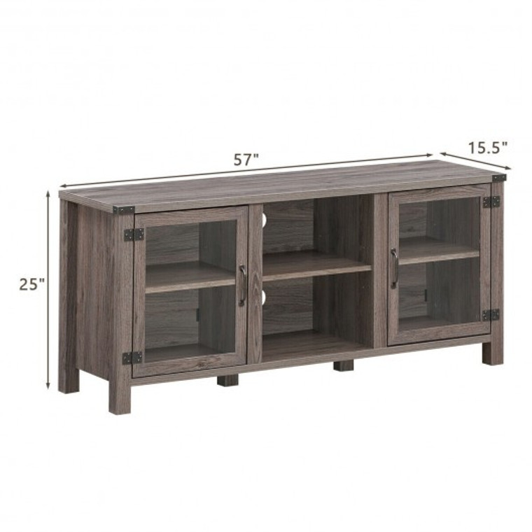 Tv Stand Entertainment Center For Tv'S With Storage Cabinets-Taupe HW65217GR