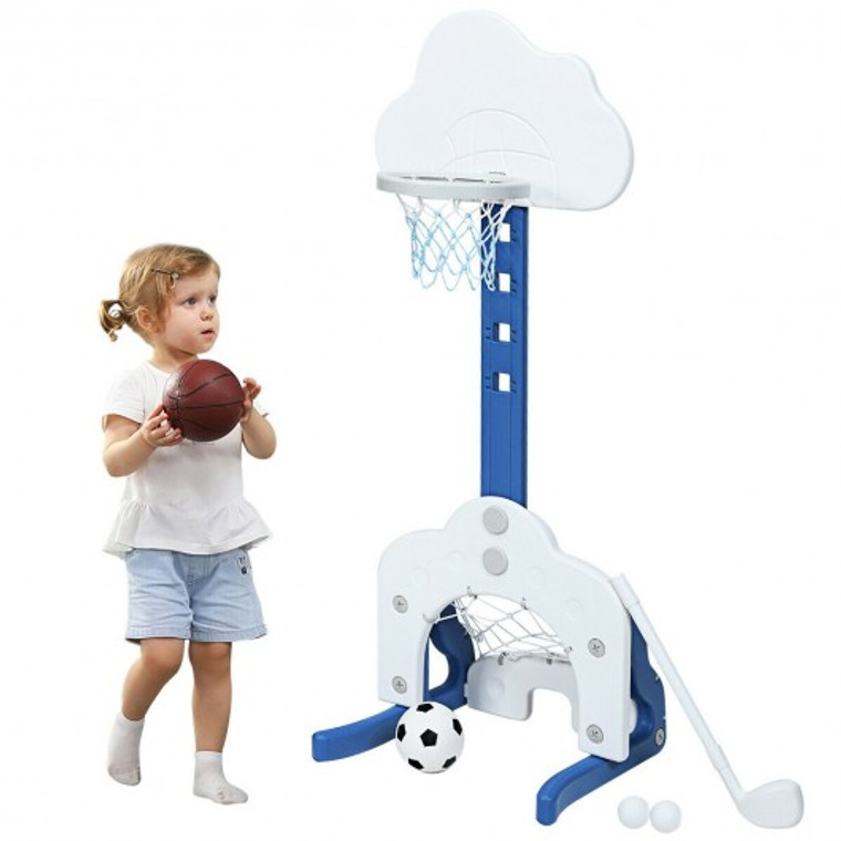 3-In-1 Kids Basketball Hoop Set With Balls-White TY327810WH