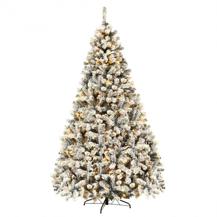 Pre-Lit Premium Snow Flocked Hinged Artificial Christmas Tree-9' CM22730