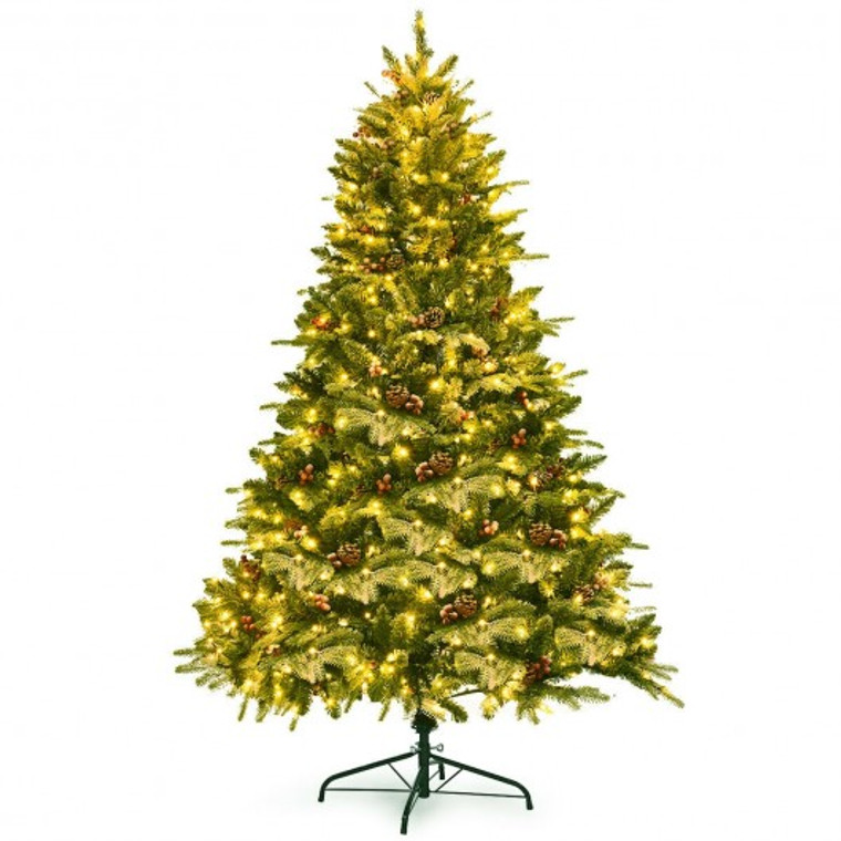 6.5Ft Pre-Lit Snow Flocked Hinged Artificial Christmas Tree CM22836US