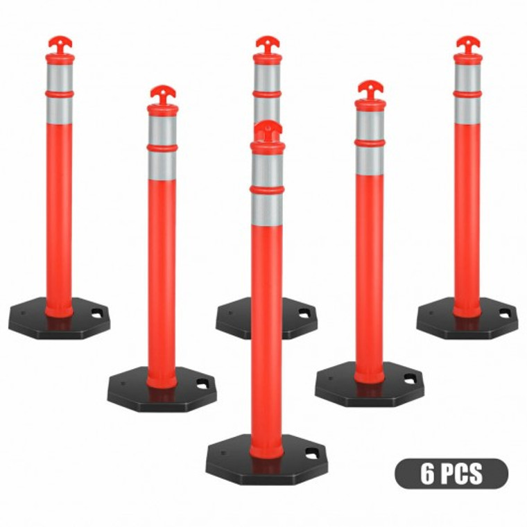 6 Pack 45" Orange Traffic Delineator Post Cone TL35316+