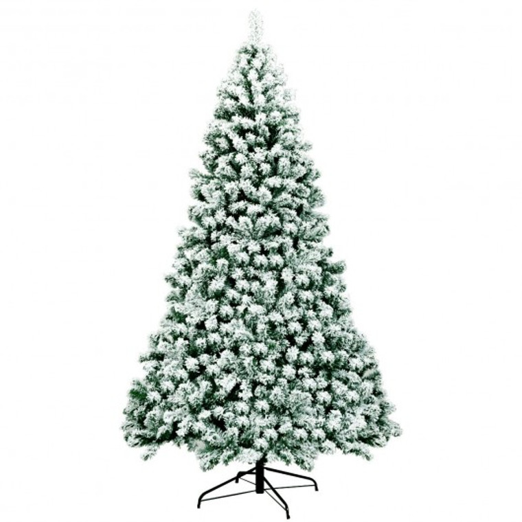 7.5 Ft Pre-Lit Premium Snow Flocked Hinged Artificial Christmas Tree With 550 Lights CM22870US